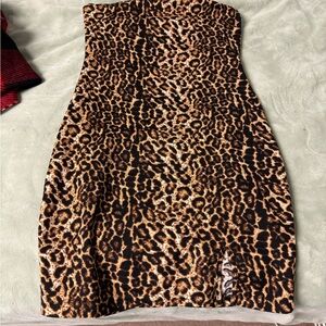 Leopard Print Strapless Dress